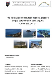 Anteprima pubblicazione: Pre-valutazione dellEffetto Riserva presso i cinque parchi marini della Liguria - Annualità 2010